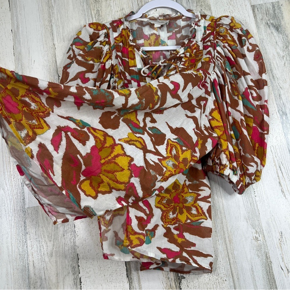 Cleobella Zola Blouse Women's Large Shea Multi Floral Art Print MSRP $296 - Picture 8 of 17